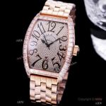 Luxury Franck Muller Square Diamond Case Watches Rose Gold Quartz